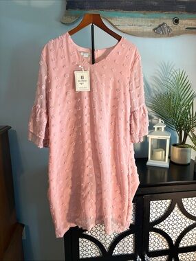Bellino & Co. Pink Embroidered Shift Dress